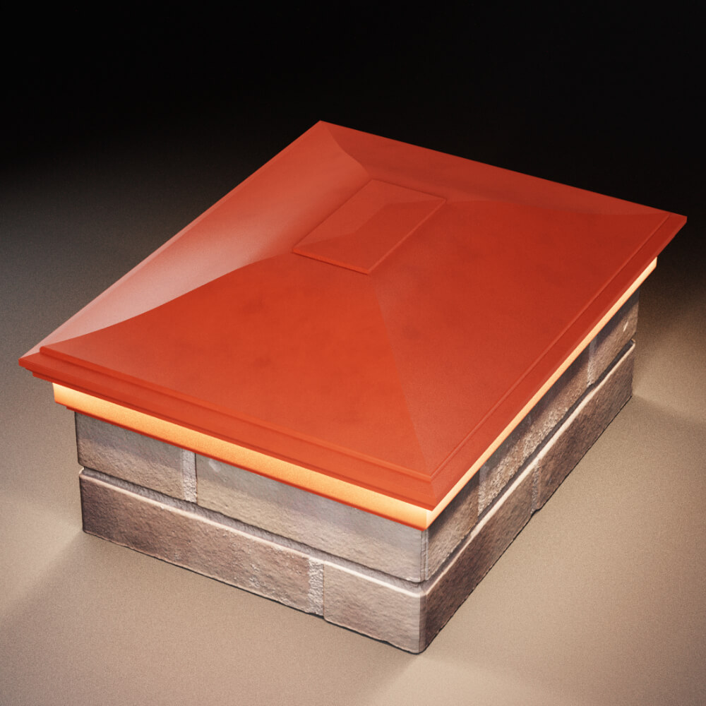 Колпак Zking Монблан Красный на столб 2х1.5 кирпича (515х385мм) c подсветкой в Ярославле фото