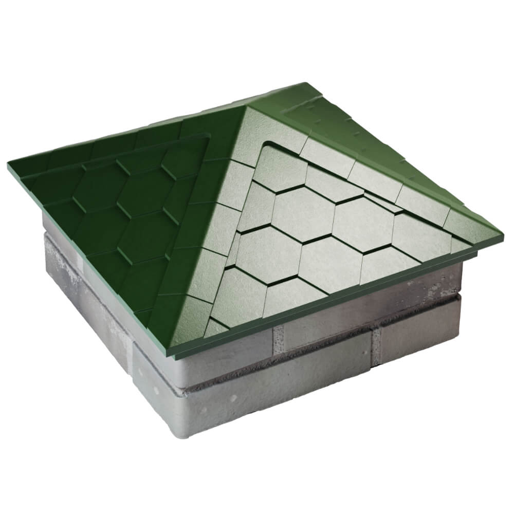 Колпак Zking Эверест Зеленый на столб 1.5х1.5 кирпича (390х390мм) в Ярославле фото