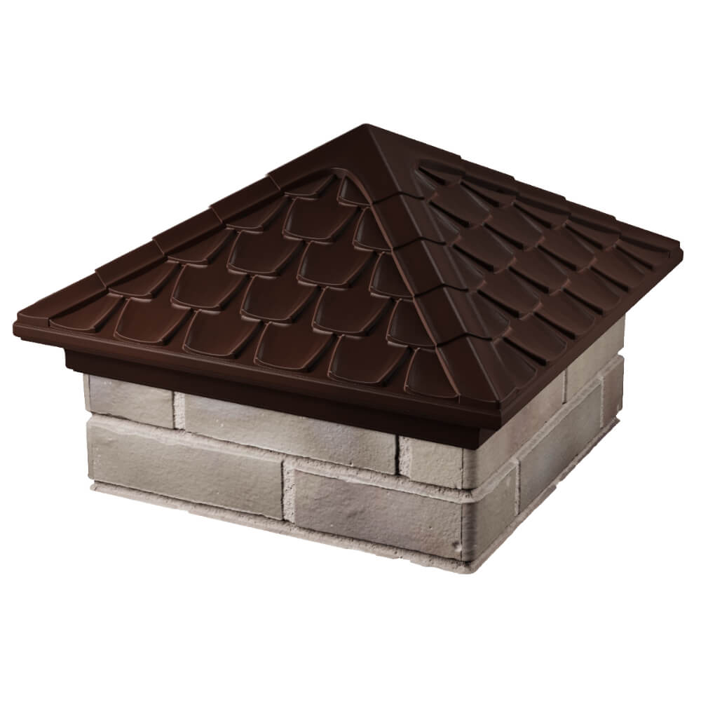 Колпак Zking Эльбрус Коричневый на столб 1.5х1.5 кирпича (385х385мм) в Ярославле фото