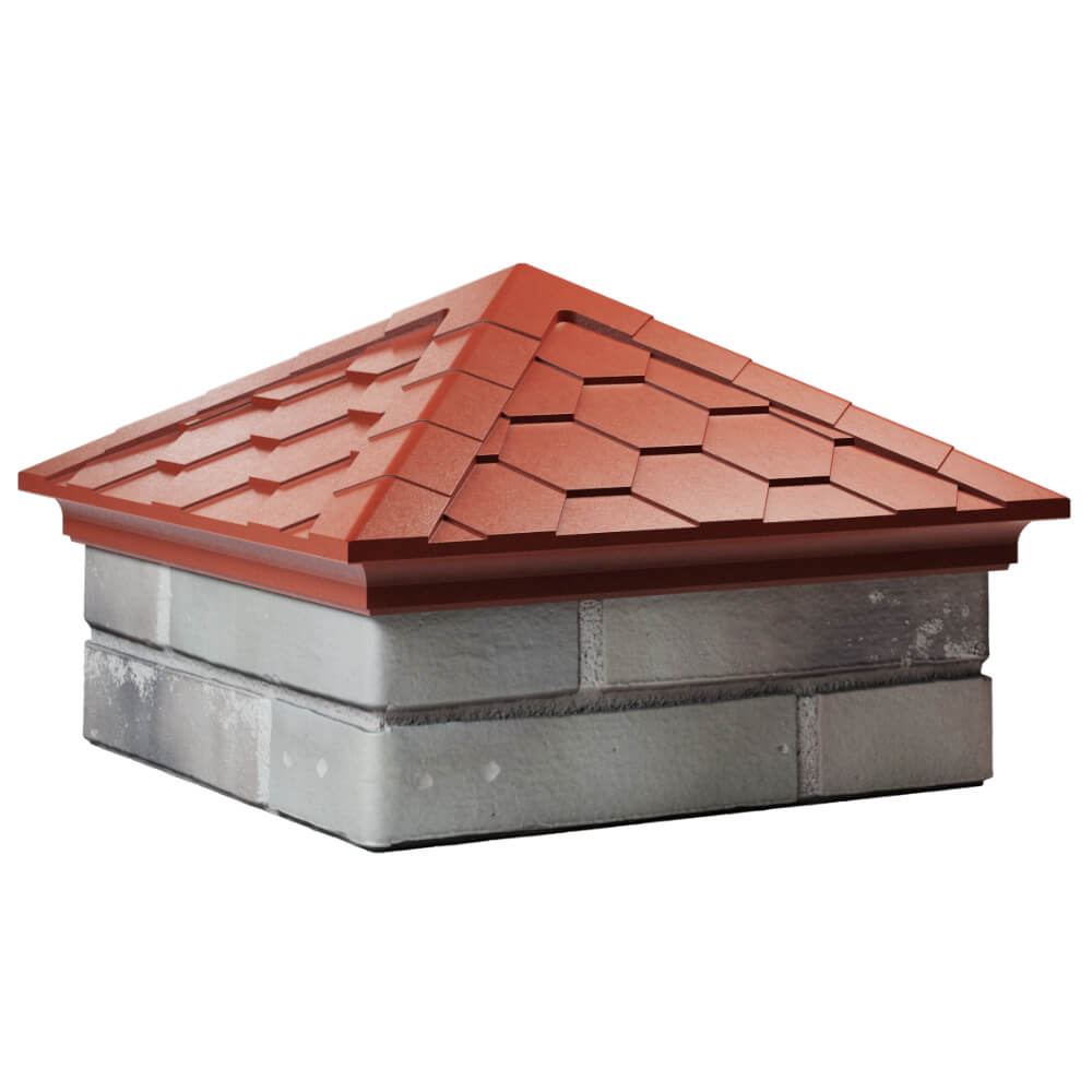 Колпак Zking Эверест Красный на столб 1.5х1.5 кирпича (390х390мм) в Ярославле фото