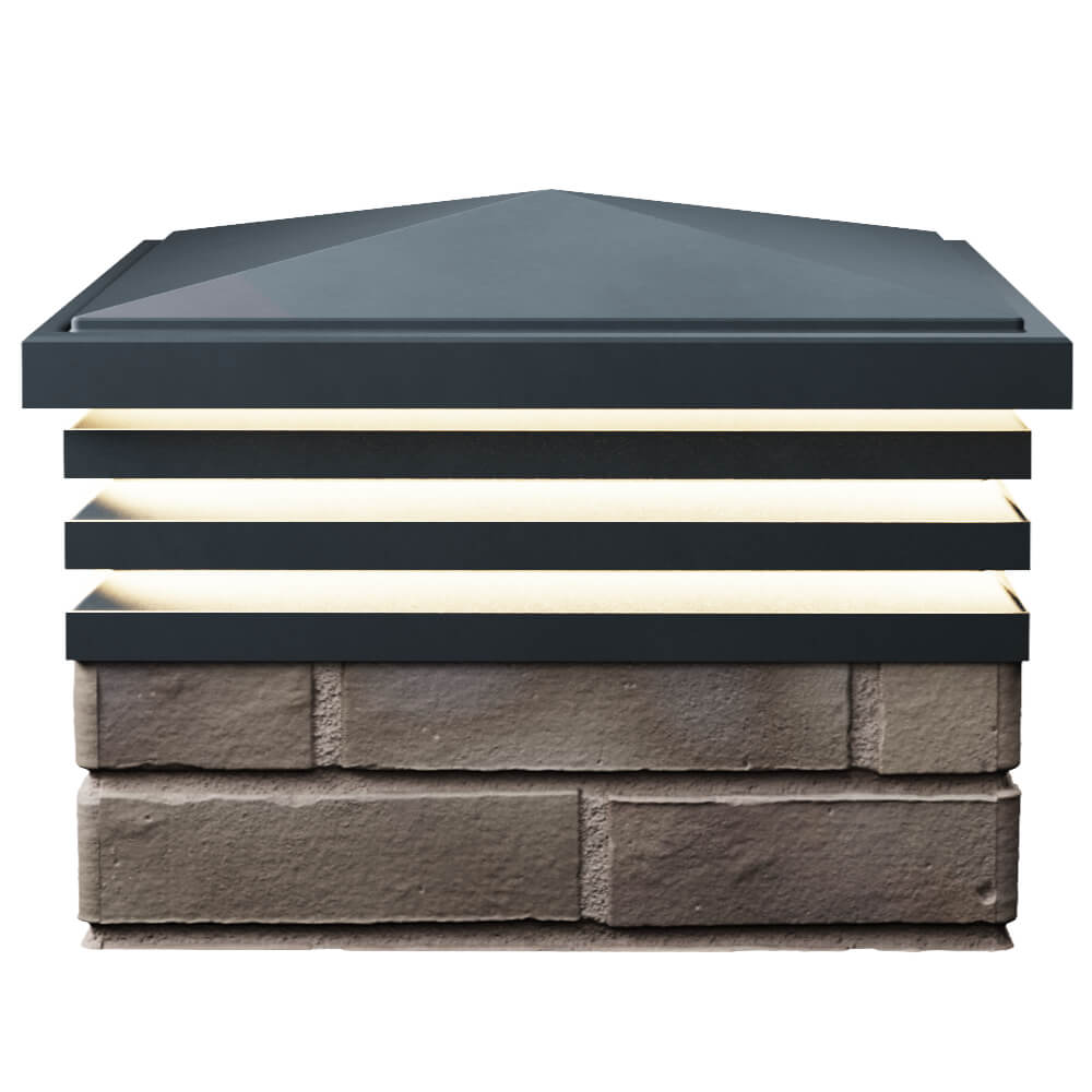 Колпак Zking Бона ХайТек Серый на столб 1.5х1.5 кирпича (385х385мм) с подсветкой в Ярославле фото