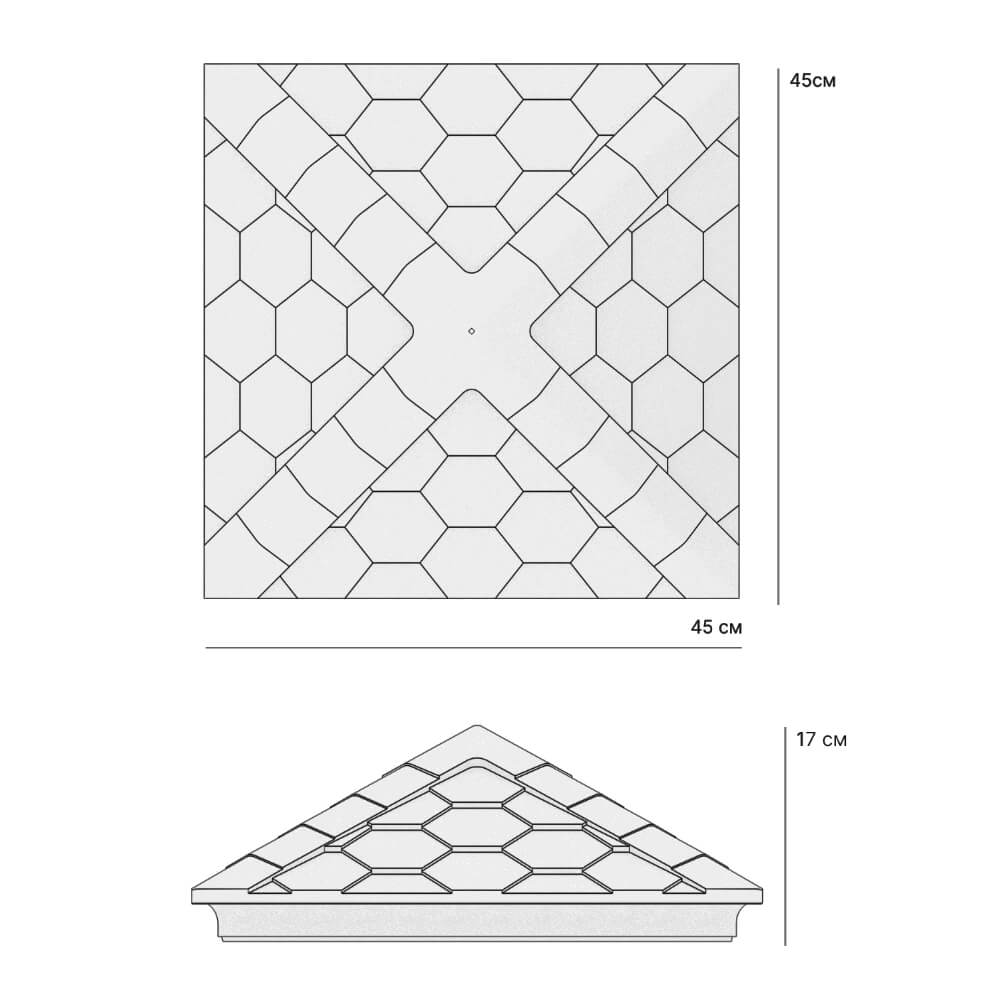 Колпак Zking Эверест Серый на столб 1.5х1.5 кирпича (390х390мм) в Ярославле фото