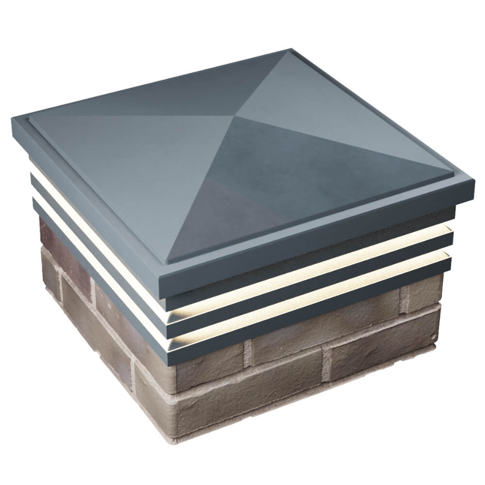 Колпак Zking Бона ХайТек Серый на столб 1.5х1.5 кирпича (385х385мм) с подсветкой в Ярославле фото