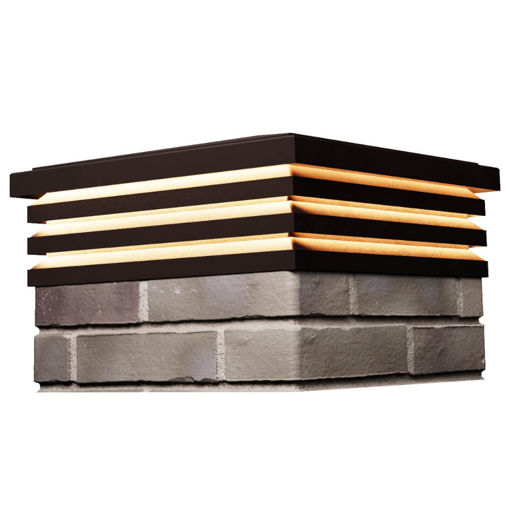 Колпак Zking Бона ХайТек Коричневый на столб 1.5х1.5 кирпича (385х385мм) с подсветкой в Ярославле фото