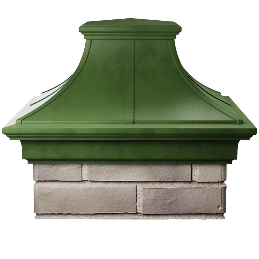 Колпак Zking Монблан Премиум Зеленый на столб 1.5х1.5 кирпича (385х385мм) Ярославль фото