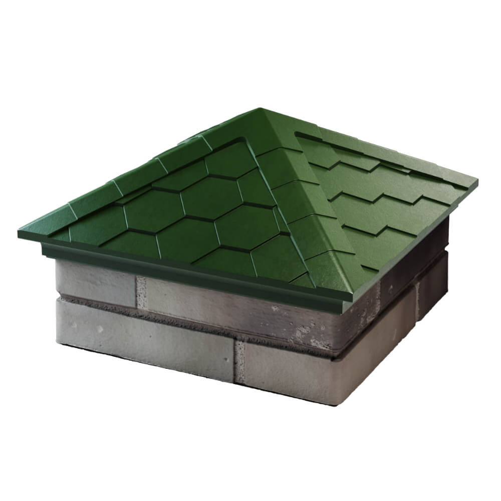 Колпак Zking Эверест Зеленый на столб 1.5х1.5 кирпича (390х390мм) в Ярославле фото