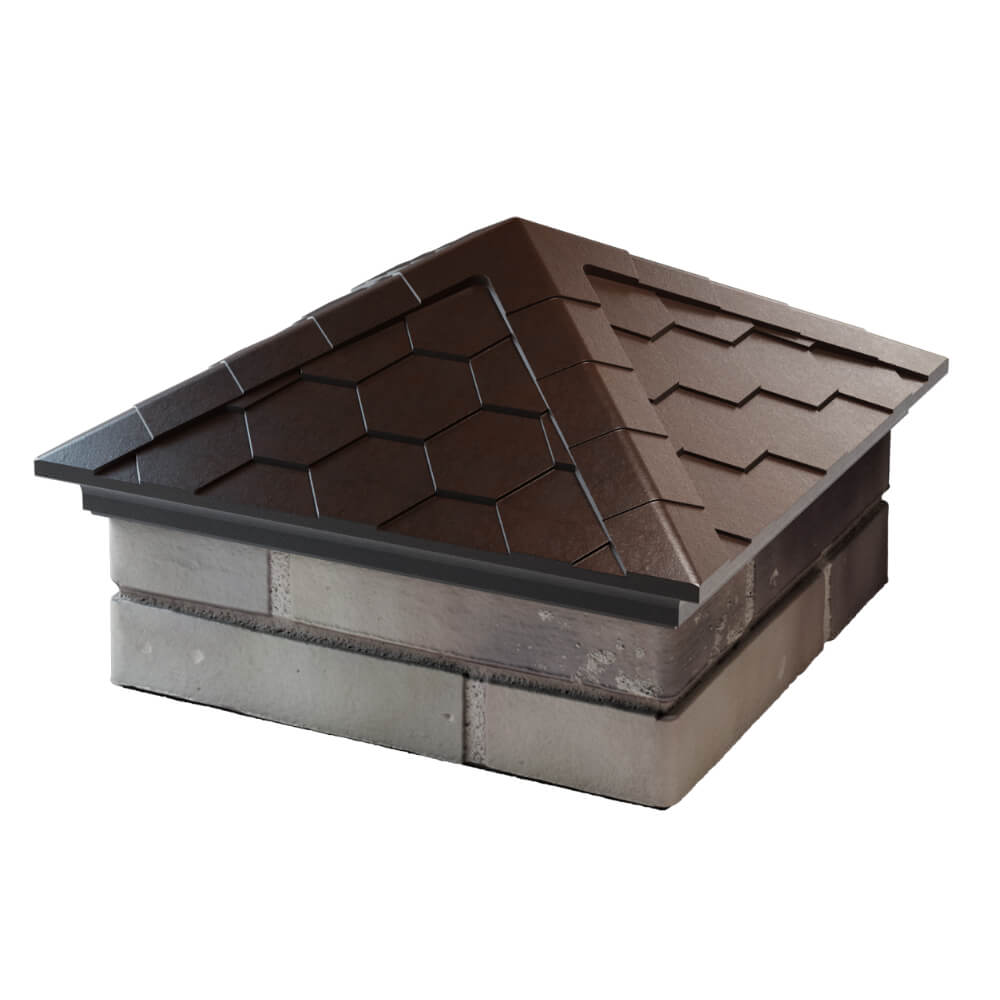 Колпак Zking Эверест Коричневый на столб 1.5х1.5 кирпича (390х390мм) в Ярославле фото